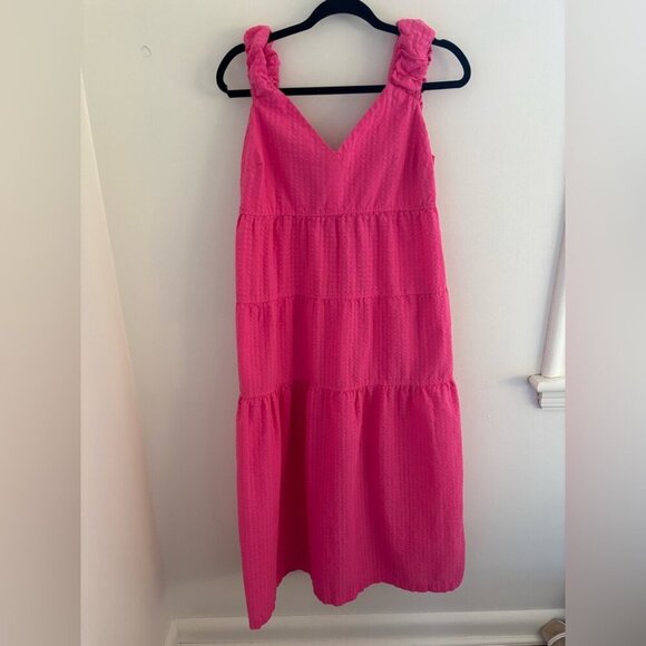 Juicy Couture Pink Cotton Tiered Midi Summer Dress with Pockets - Picture 3 of 14